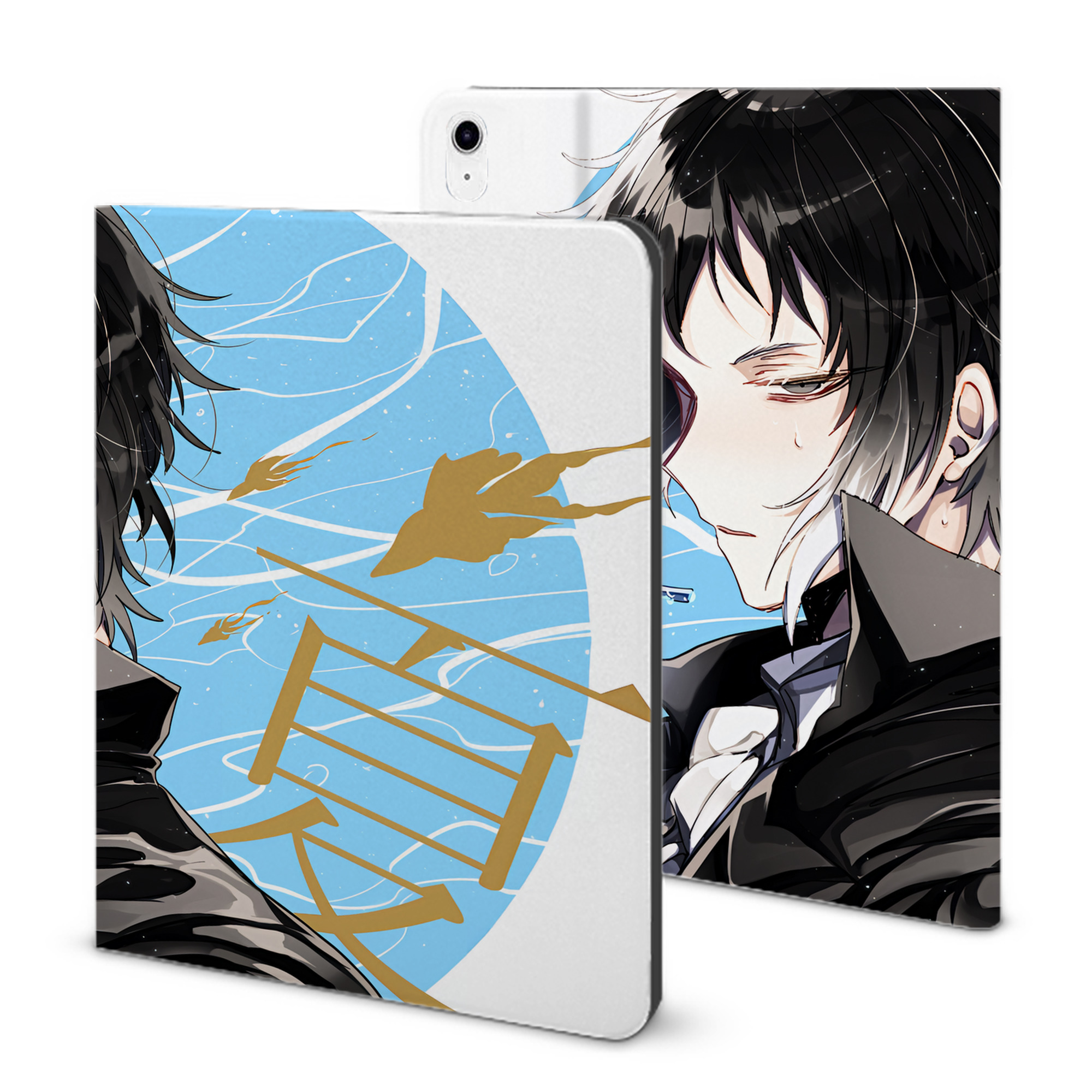 （画像用） 文豪ストレイドッグス Bungo Stray Dogs IPad ケース ブック型 PUレザー TPU 耐衝撃 軽量 薄型 ペン収納なし 全面保護 IPad 各モデル対応